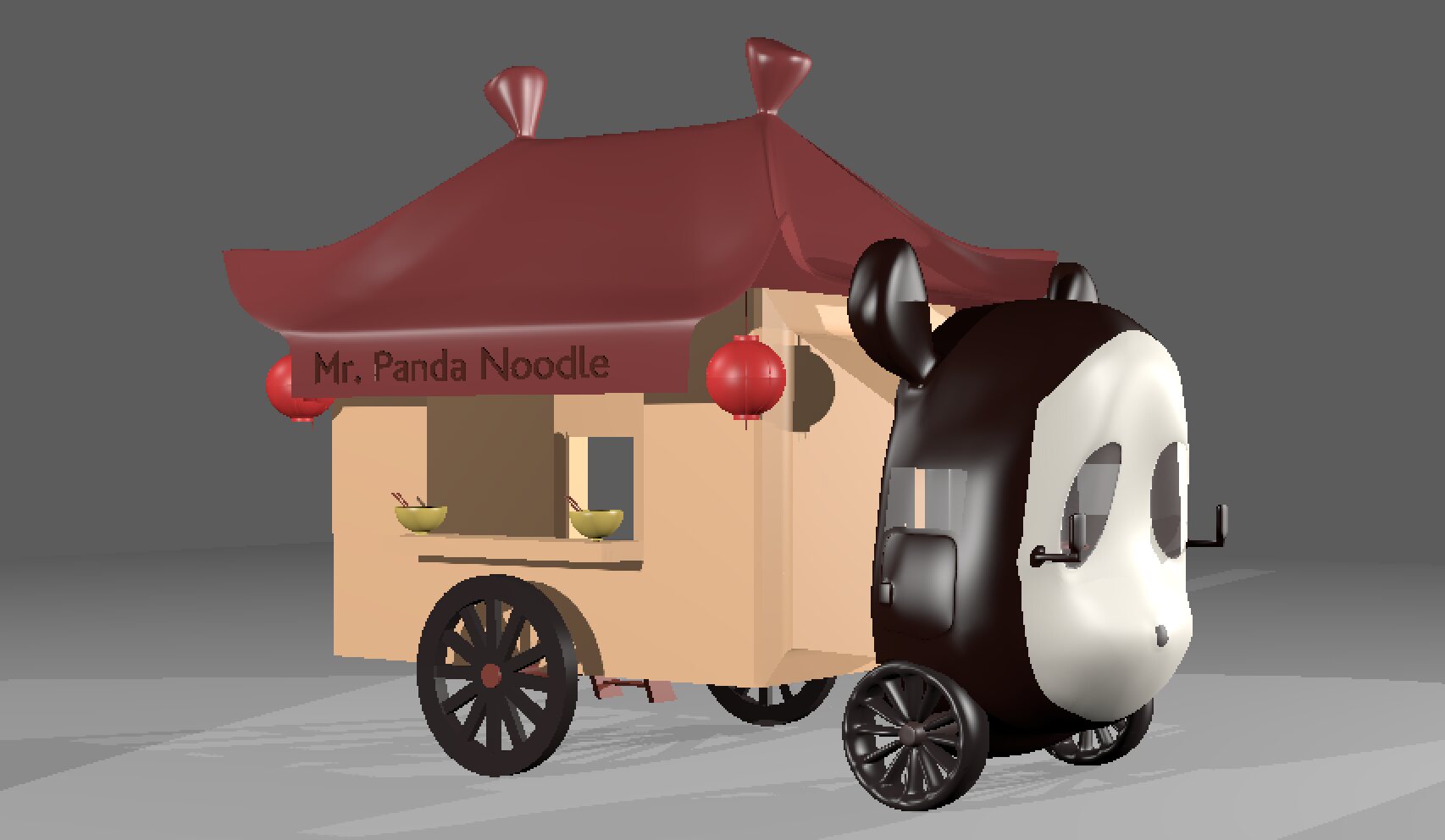 Mr. Panda Noodle cart, three-quarter front view
