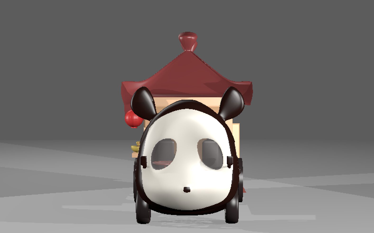 Mr. Panda Noodle cart, front view of the panda face