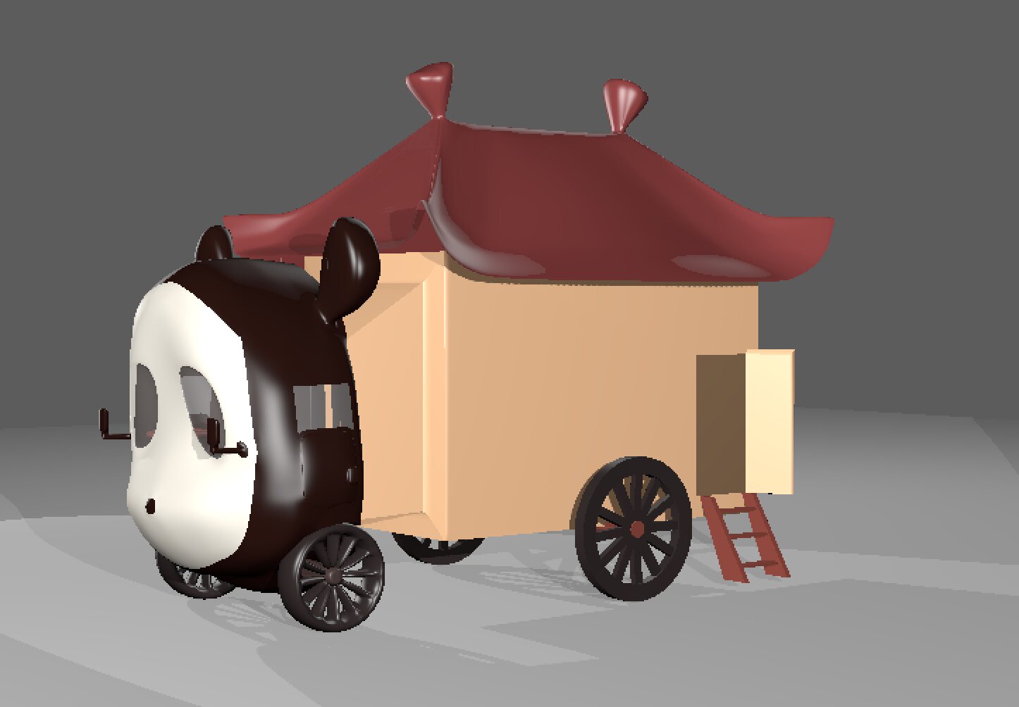 Mr. Panda Noodle cart, three-quarter rear view