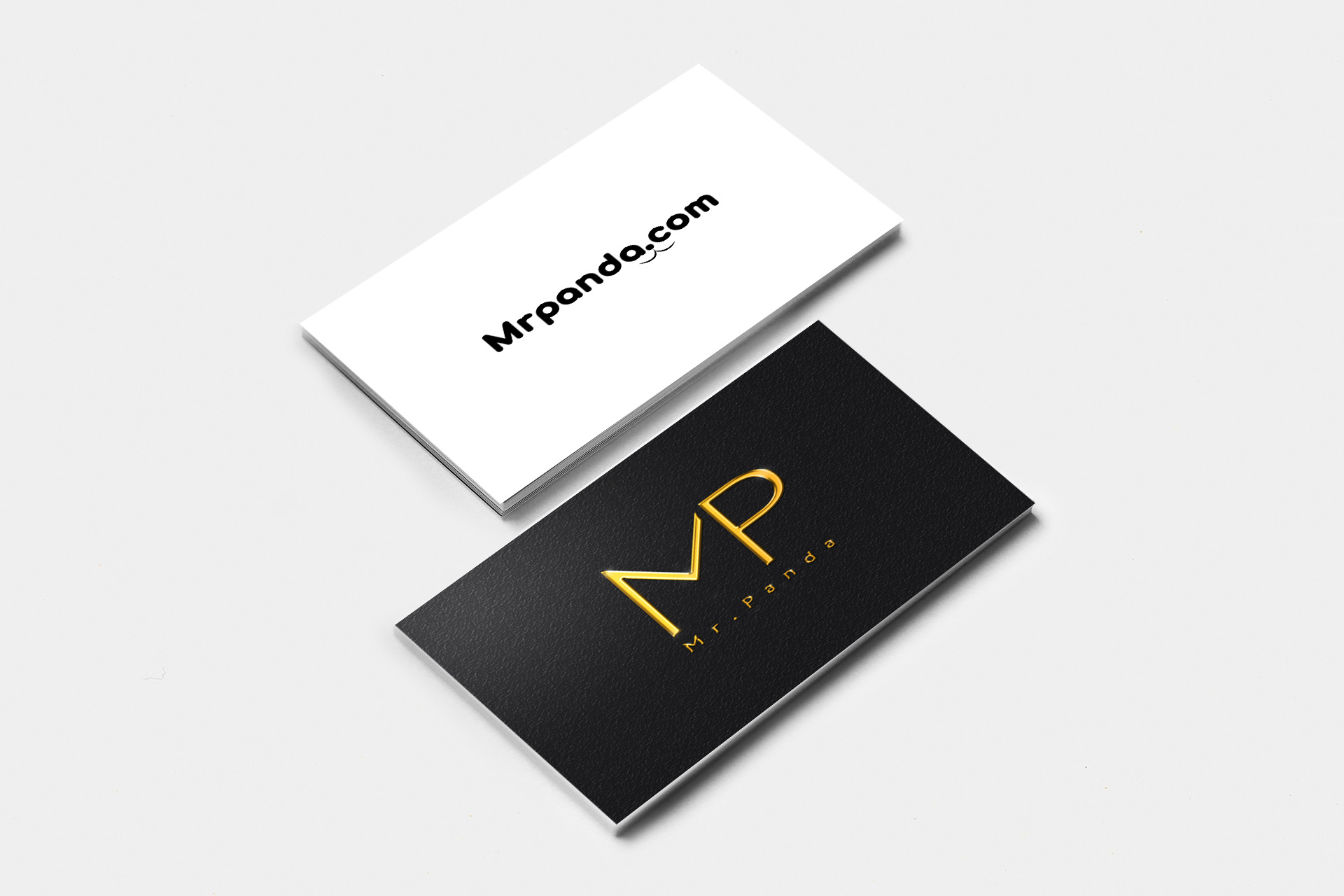 Mr. Panda business card mockup in black and gold