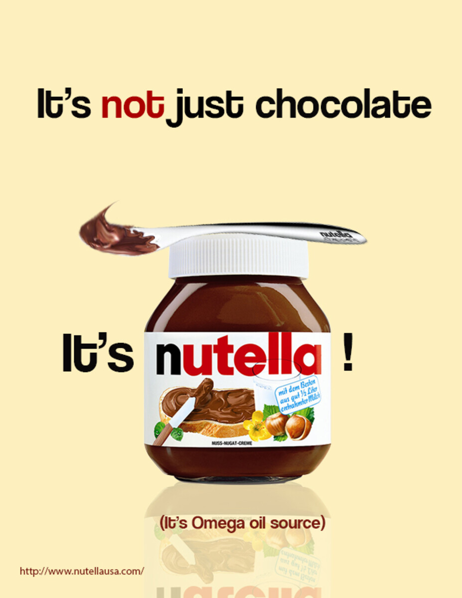 Nutella ad poster with the slogan It's not just chocolate, it's nutella