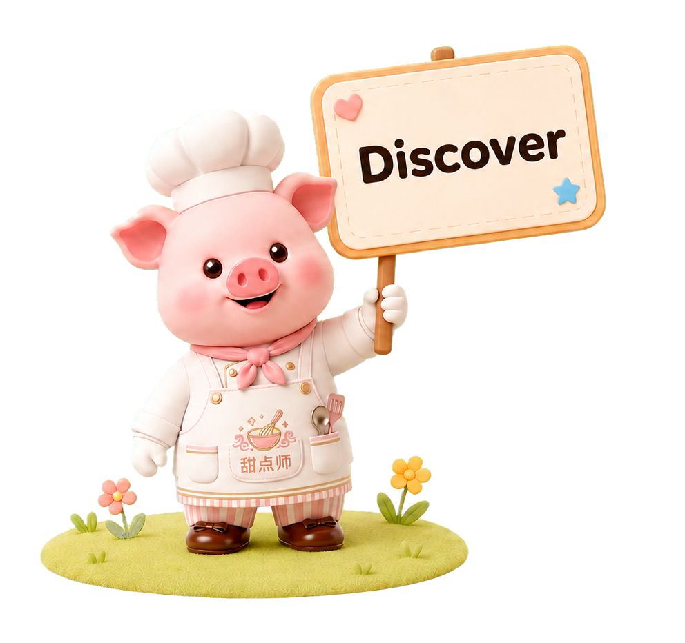 Pudding, holding up a Discover sign while mapping the journey