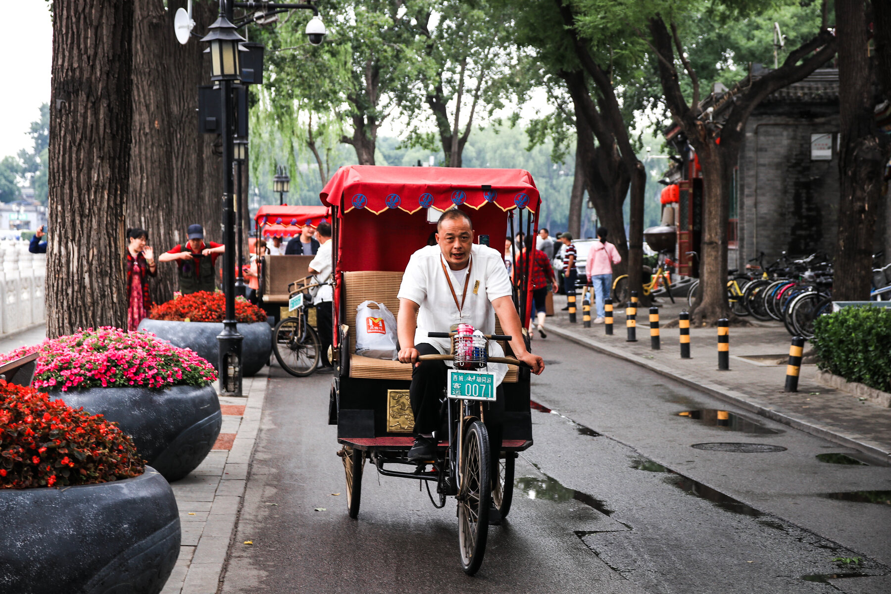 Close-up of a pedicab rider in Beijing