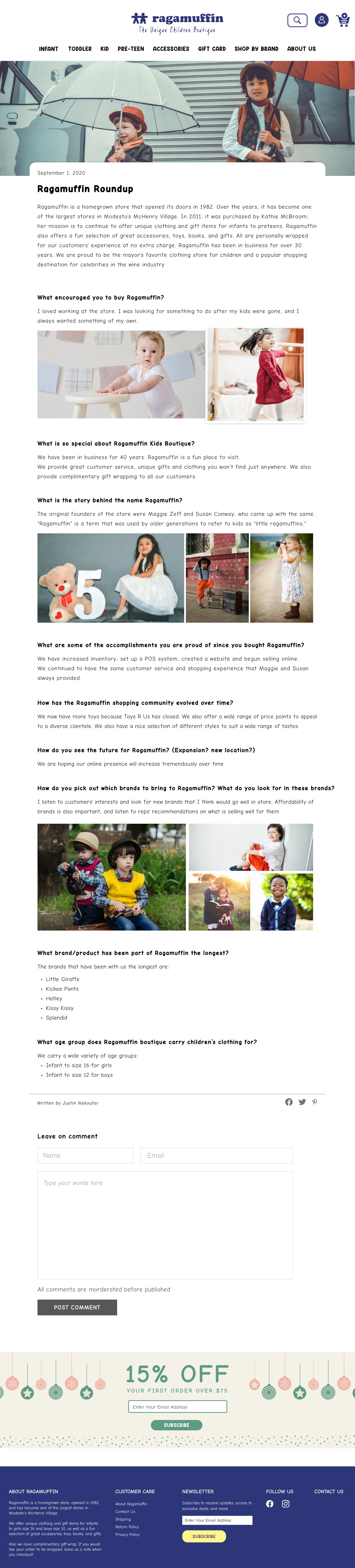 Ragamuffin blog page with the Ragamuffin Roundup interview and photo pairs