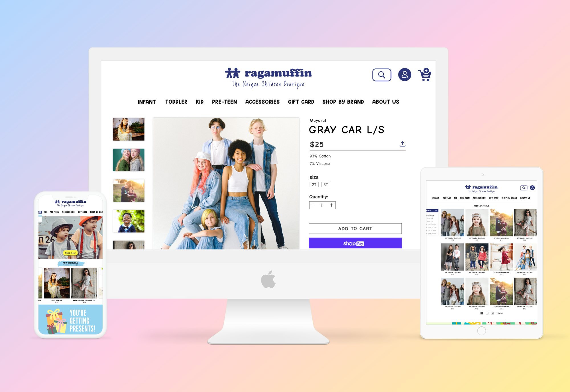 Ragamuffin website redesign for a children's boutique